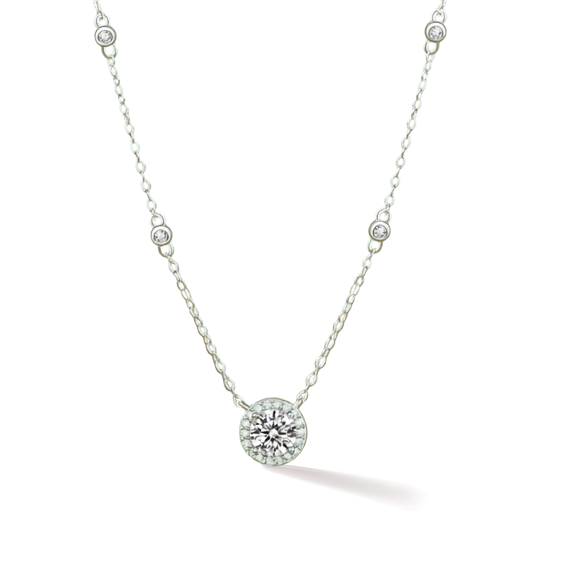 Moissanite Pavé Circle Necklace – S925 Sterling Silver