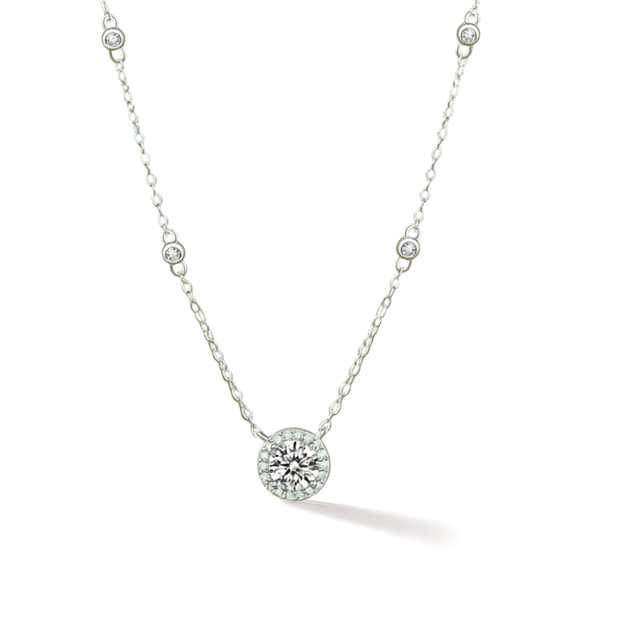 Moissanite Pavé Circle Necklace – S925 Sterling Silver