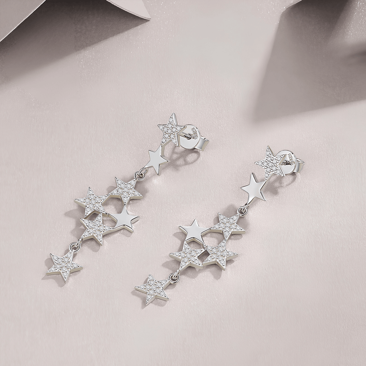 925 Sterling Silver Moissanite Celestial Star Drop Stud Earrings