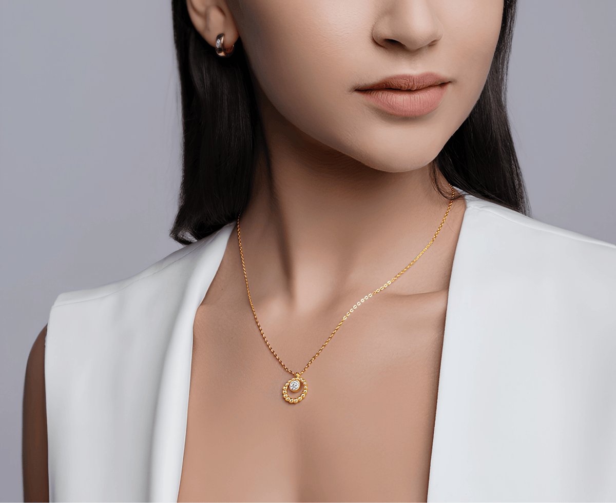 Moissanite Beaded Circle Necklace – S925 Sterling Silver