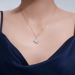 Sterling Silver Open Heart Moissanite Pendant Necklace