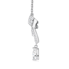 Moissanite Bow Necklace with Pear Drop – S925 Sterling Silver