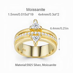 0.89ct Moissanite Ring in 925 Sterling Silver – Double Band