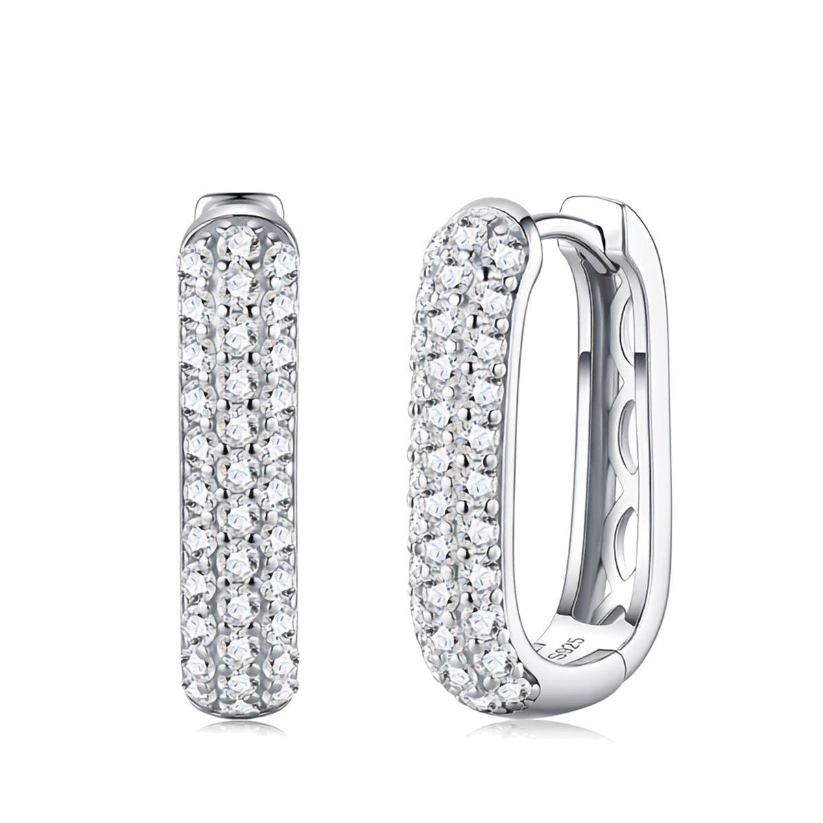 S925 Sterling Silver Pavé Moissanite Huggie Hoop Earrings — Micro Round Cut Sparkle
