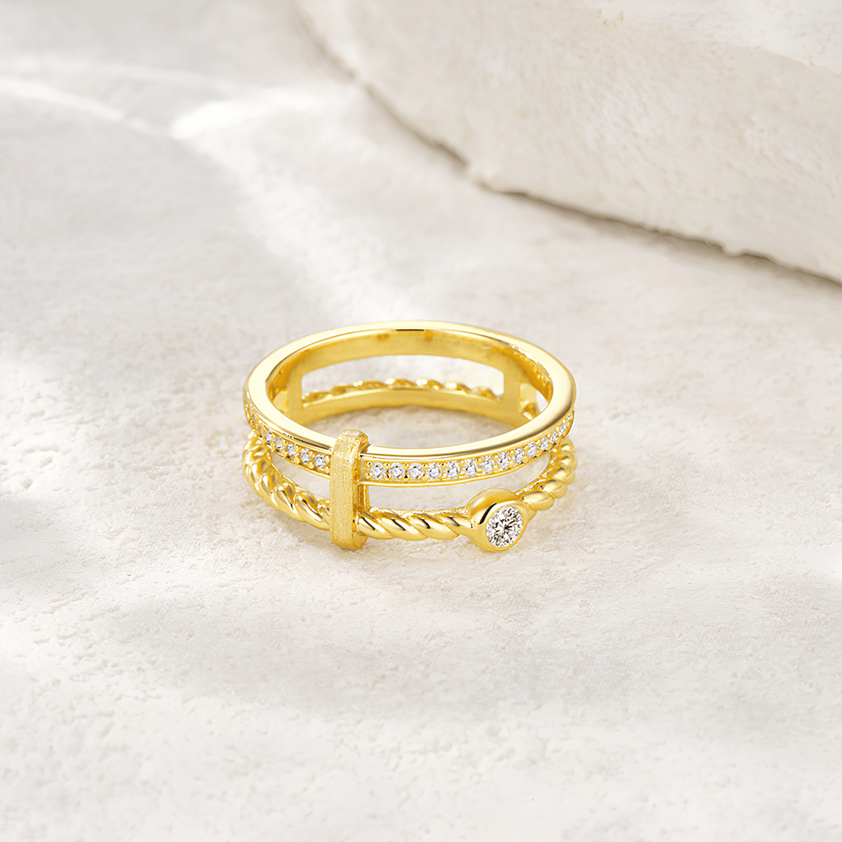 2.21ct Moissanite Ring in 925 Sterling Silver – Double Band Design