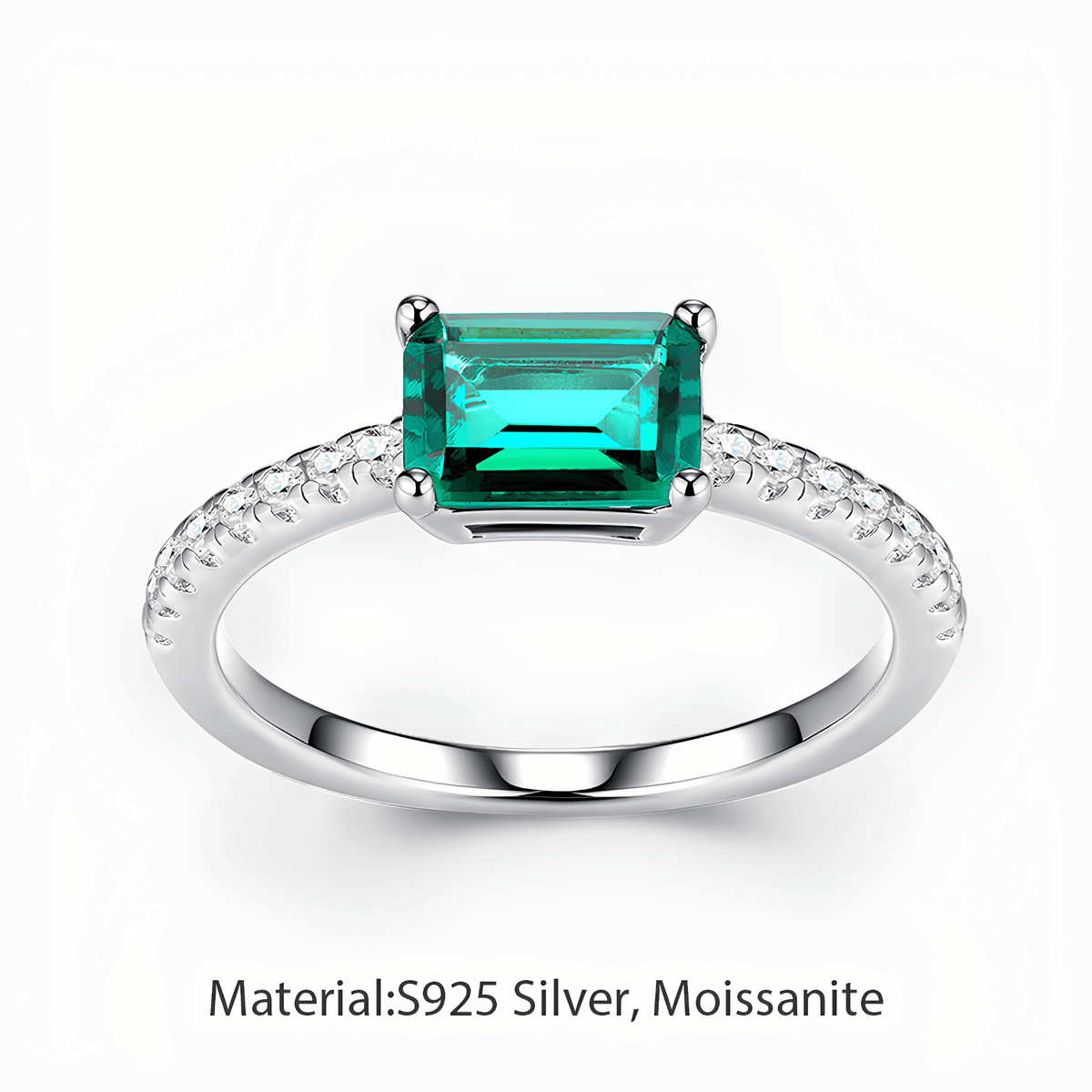 Green Moissanite Engagement Ring