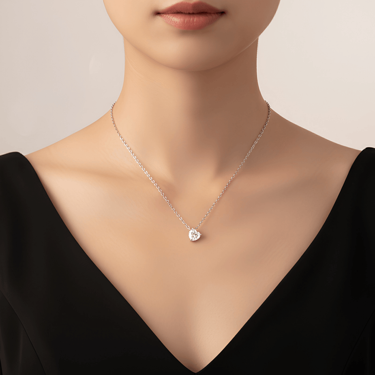 1ct Heart-Shaped Moissanite Solitaire Necklace in S925 Sterling Silver