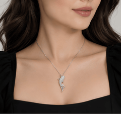 Moissanite Fish Pendant Necklace – S925 Sterling Silver
