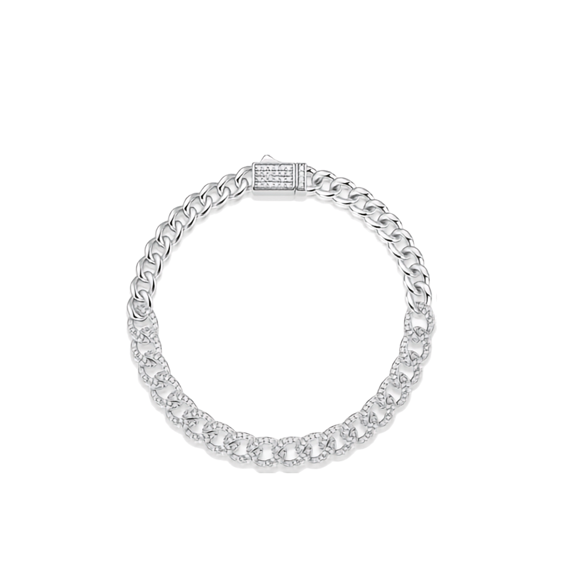 Moissanite Pavé Curb Chain Bracelet – S925 Sterling Silver