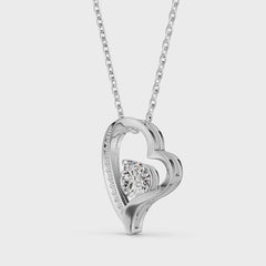 S925 Sterling Silver Open Heart 1ct Moissanite Necklace