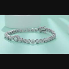 Moissanite Halo Cluster Bracelet – S925 Sterling Silver
