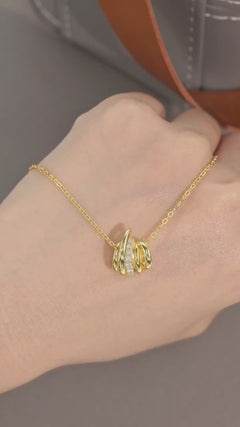 14K Gold Plated 925 Sterling Silver Moissanite Knot Pendant Necklace