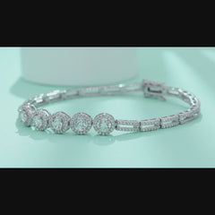 Moissanite Halo Link Bracelet – S925 Sterling Silver