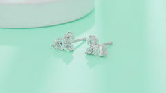 925 Sterling Silver Three-Stone Round Moissanite Cluster Stud Earrings