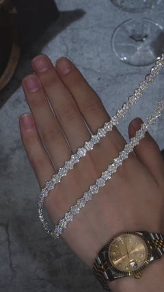 Moissanite Flower Cluster Bracelet – S925 Sterling Silver