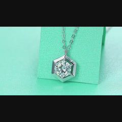 Moissanite Hexagon Solitaire Necklace – S925 Sterling Silver
