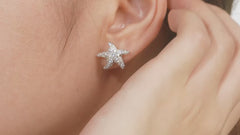 S925 Sterling Silver Pavé Moissanite Starfish Stud Earrings — Coastal Sparkle Studs