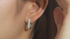 S925 Sterling Silver Pavé Moissanite Huggie Hoop Earrings — Micro Round Cut Sparkle