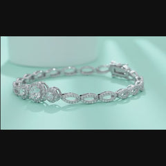Moissanite Halo Link Bracelet – S925 Sterling Silver