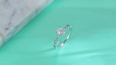 925 Sterling Silver Oval Moissanite Chain Link Ring | Authentic Moissanite Solitaire, Stackable Statement Band + Certificate