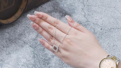 Moissanite Pavé Rounded Square Frame Necklace in S925 Sterling Silver