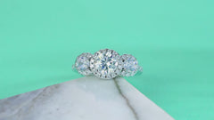 1 Carat Oval-Inspired Three Stone Ring- Moissanite Engagement Ring