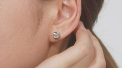S925 Sterling Silver Asscher-Cut Moissanite Stud Earrings — Bezel-Set Square Solitaire