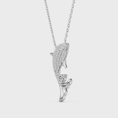 Moissanite Fish Pendant Necklace – S925 Sterling Silver