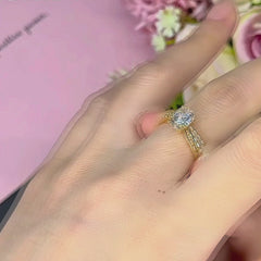 3 Stone Moissanite Engagement Ring, Gold Filled, Promise Gift