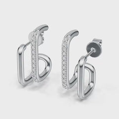 925 Sterling Silver Moissanite Geometric Ear Jacket Stud Earrings